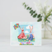 Lissy en Penney in de tuin handgetekende illustrat Feestdagenkaart (Staand voorkant)