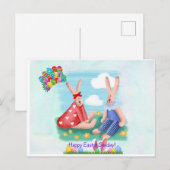 Lissy en Penney in tuin handgetekende illustratie  Feestdagenkaart (Voorkant / Achterkant)