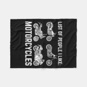 List Of People I Like Motorcycles Funny Rider &amp Fleece Deken (Voorkant (Horizontaal))