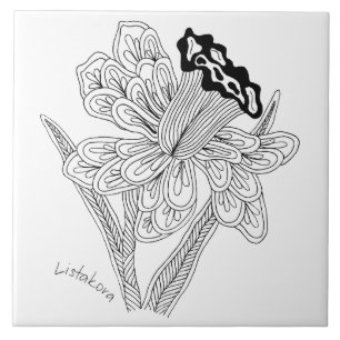 Listakora Flower Ceramic Trivet/Tile Tegeltje