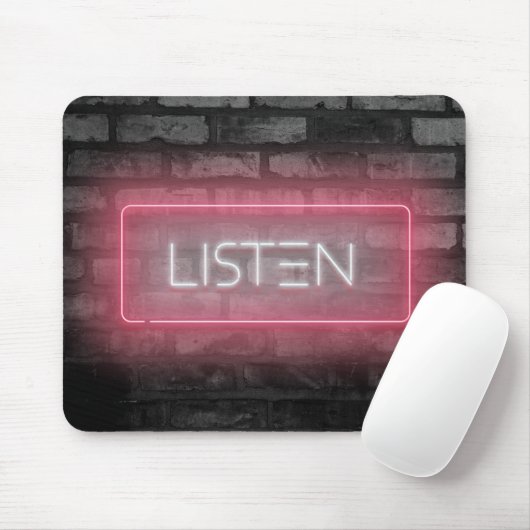 LISTEN Roze Neon Licht Muismat (Met muis)