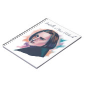Liszt Colorful Watercolor Portrait Custom Name Notitieboek (Linkerzijde)