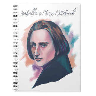 Liszt Colorful Watercolor Portrait Custom Name Notitieboek