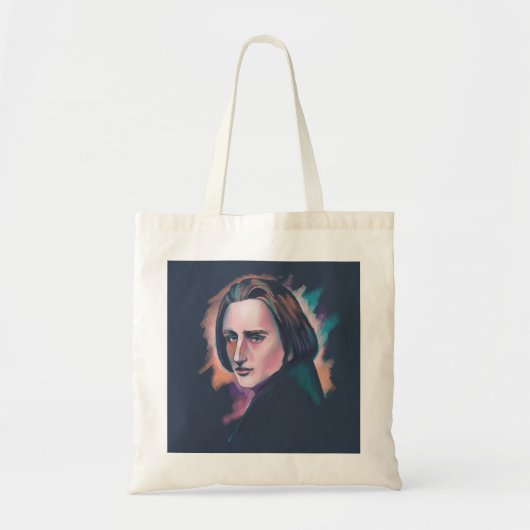 Liszt Colorful Watercolor Portrait Quote Tote Bag (Voorkant)