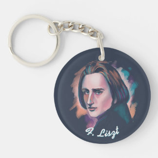Liszt-watercolorportretcitaat acrylsleutelhanger sleutelhanger