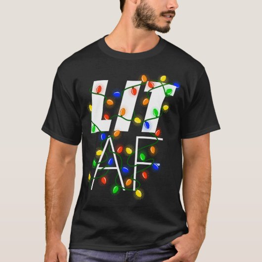 Lit Af - Grappig Drink kerstverlichting Graphic T-shirt (Voorkant)