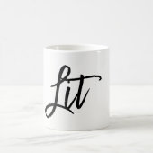Lit Black Modern Script Trendy Custom Koffiemok (Center)