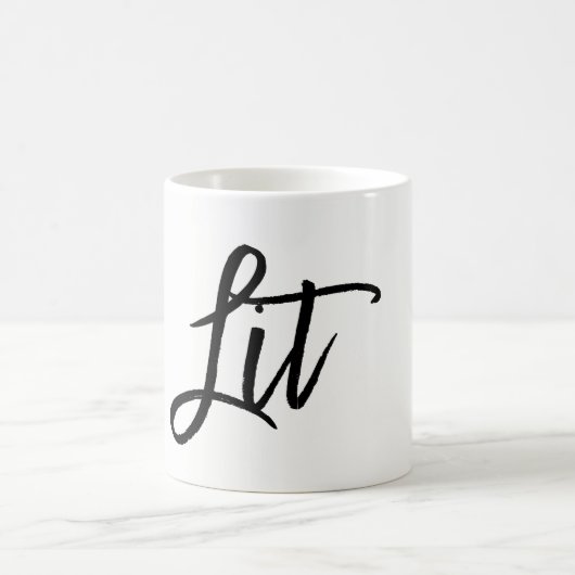 Lit Black Modern Script Trendy Custom Koffiemok (Center)