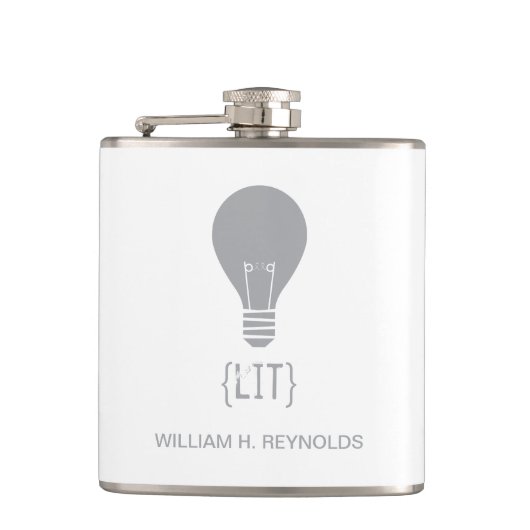 {LIT} Bridal Party Lit Lightbulb Flask (grijs) Heupfles (Voorkant)