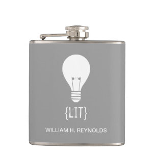 {LIT} Bruidsfeest Verlichte gloeilamp Flask (grijs Heupfles
