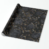 Lit by Golden Moonlight 2 Black Floral Toile Cadeaupapier (Uitgerold)