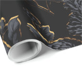 Lit by Golden Moonlight 2 Black Floral Toile Cadeaupapier (Rol Hoek)