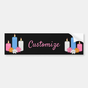 Lit Candle Flowers Thunder_Cove Bumpersticker