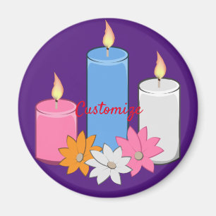 Lit Candle Flowers Thunder_Cove Magneet