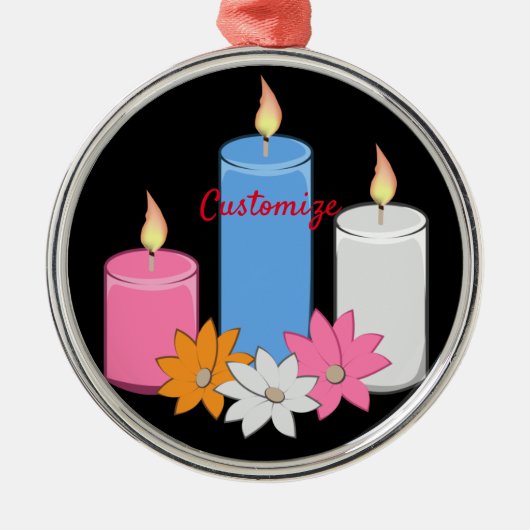 Lit Candle Flowers Thunder_Cove Metalen Ornament (Voorkant)