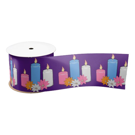 Lit Candle Flowers Thunder_Cove Satijnen Lint (Spoel)