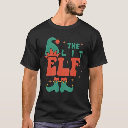 Lit Elf Familie Matching Kerstmis PJS Grappig T-shirt (Voorkant)
