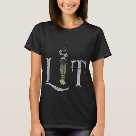 Lit Funny Halloween Witch Pagan Burning Sage Smudg T-shirt (Voorkant)