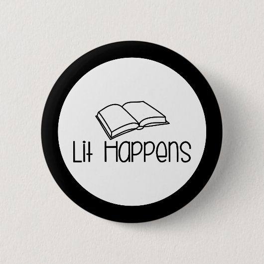 Lit Gebeurt Grappig Boekliefhebber Ronde Button 5,7 Cm (Voorkant)
