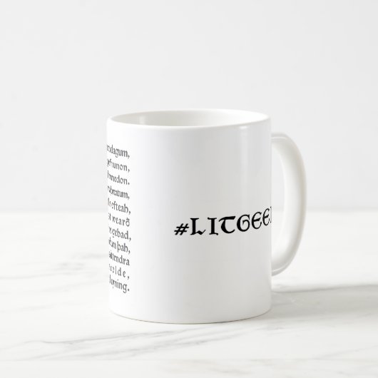 Lit Geek Mok "Hwaet Old English" Beowulf. Kapitaal (Voorkant rechts)