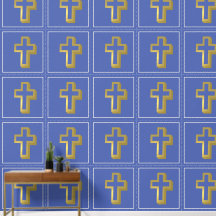 Lit Golden Cross Christelijk Iris Blue Squares