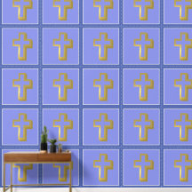 Lit Golden Cross Christelijk op lavendel & irisbla