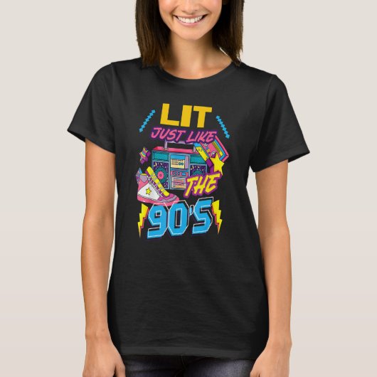Lit Just Like The 80's Party Costume Retro 80's No T-shirt (Voorkant)