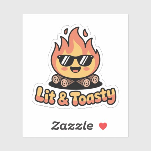 Lit Kampeer Vuur Cute Kawaii Badge Sticker (Vel)