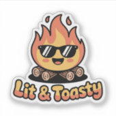 Lit Kampeer Vuur Cute Kawaii Badge Sticker (Voorkant)