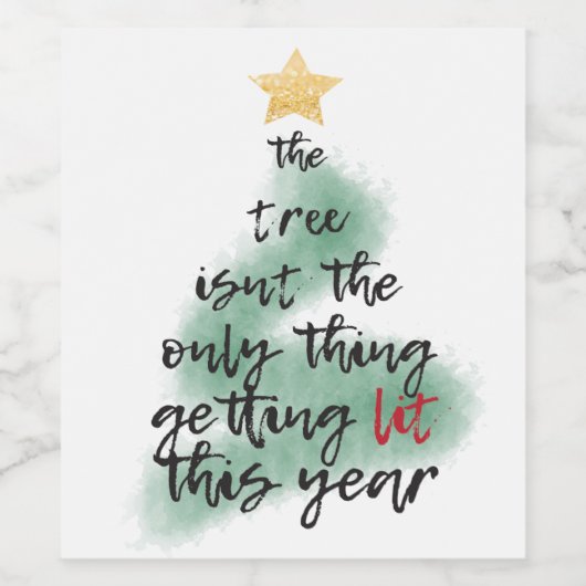 Lit kerstfeest wijn etiket (Enkel label)