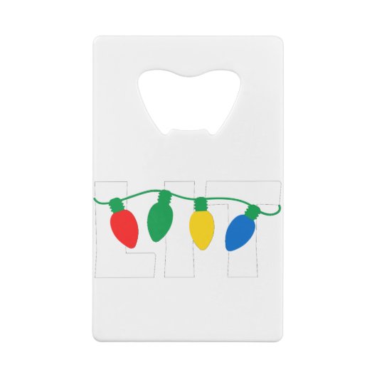 Lit Kerstmis Creditkaart Flessenopener (Achterkant)
