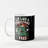 Lit Like A Christmas Tree Cute Xmas Festive Holida Koffiemok (Links)