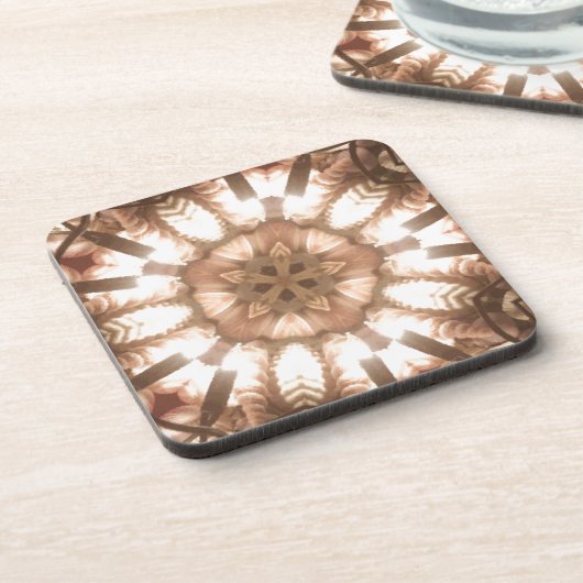 Lit Merry kerstboom Lights Kaleidoscoop Art Bier Onderzetter (Linkerzijde)