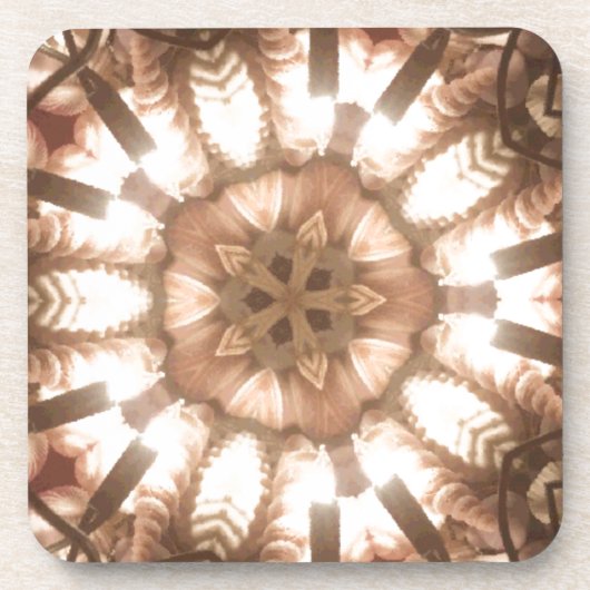 Lit Merry kerstboom Lights Kaleidoscoop Art Bier Onderzetter (Voorkant)