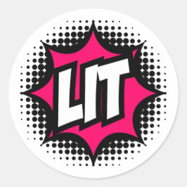 LIT! Stripboekstijl Ronde Sticker