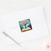 Lit Tree & Open Book Vierkante Sticker (Envelop)