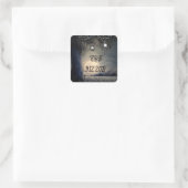 Lit up Lantaarns Boom door Volle Maan Bruiloft Vierkante Sticker (Tas)