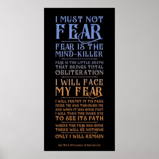 Litany against Fear Dune 2021 Poster (Voorkant)