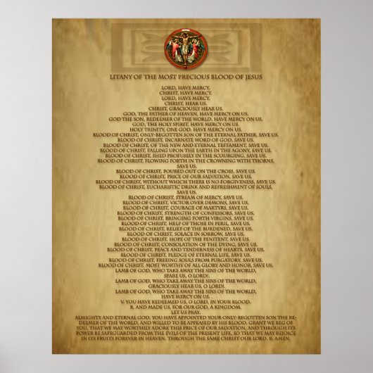 LITANY VAN DE MEEST PRECIOUA BLOED JESUS POSTER (Voorkant)
