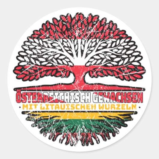 Litauisch Litauisch Österreichisch Österreich Baum Ronde Sticker (Voorkant)