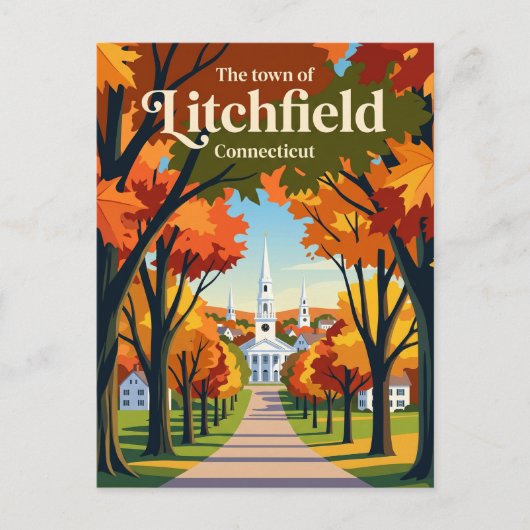 Litchfield Connecticut Briefkaart (Voorkant)