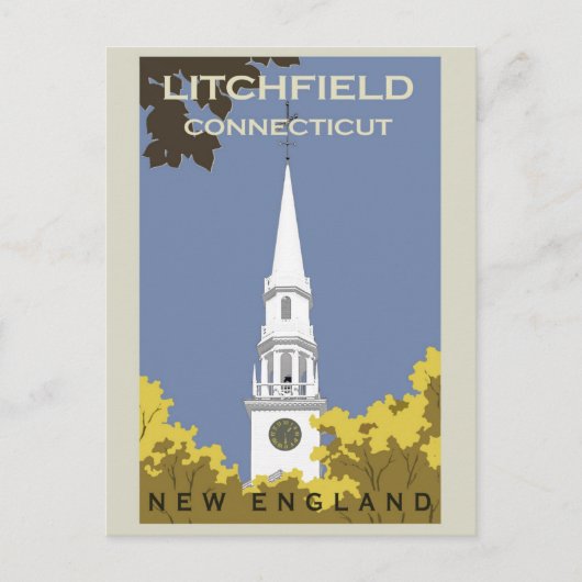  Litchfield Connecticut Church Travel Briefkaart (Voorkant)