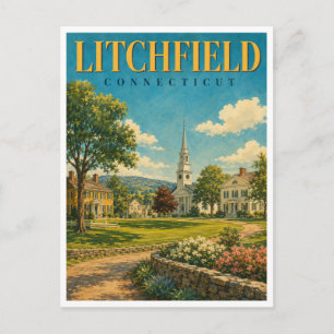 Litchfield Connecticut Village Green GeoSaga Briefkaart