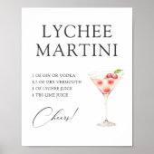 Litchi Martini Cocktailbar Recept Poster (Voorkant)