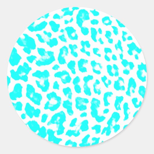 Lite Blue Leopard Print Ronde Sticker (Voorkant)