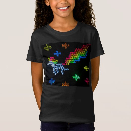 Lite Brite Unicorn en Rainbow Nostalgia van 1980 T-shirt (Voorkant)