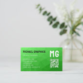 Lite groene geometrische mesh patroon QR code Mono Visitekaartje (Staand voorkant)