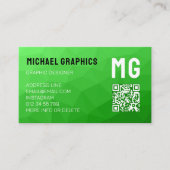 Lite groene geometrische mesh patroon QR code Mono Visitekaartje (Voorkant)