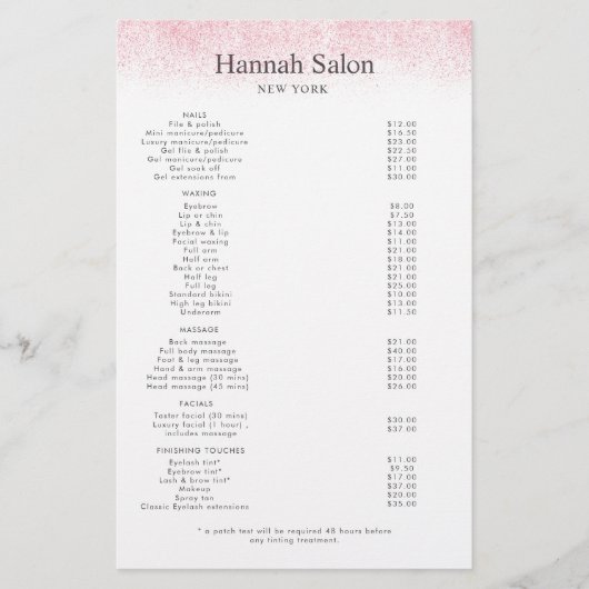 Lite Pink Glitter Schoonheidssalon Flyer (Voorkant)