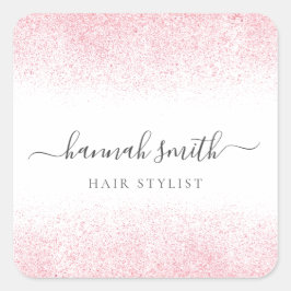 Lite Pink Glitter Schoonheidssalon Vierkante Sticker